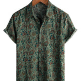 Wincenty | Zielona koszula retro paisley w stylu lat 70.