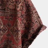 Alojzy | Brązowa koszula paisley w stylu western retro