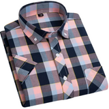 Jacek | Bawełniana koszula w kratę z krótkim rękawem